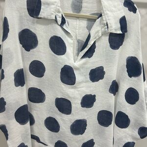 M Made in Italy Blue and White pure linen, relaxed top